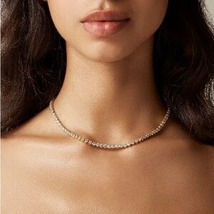 J.Crew round cubic zirconia bezel-set tennis necklace and bracelet set NWOT